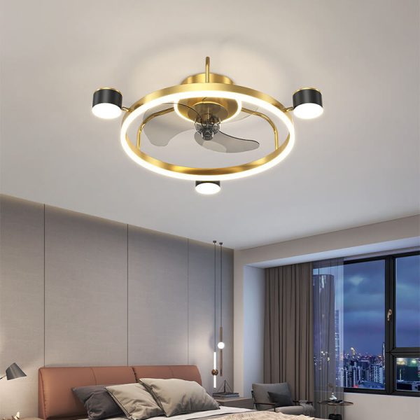 Modern Luxury Round Starry Sky Projection LED Flush Mount Ceiling Fan Light - Image 5