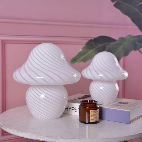 Modern Decorative Mushroom Striped Glass 1-Light Table Lamp - Image 9
