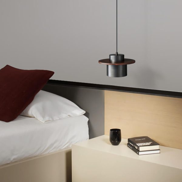 Nordic Luxury Walnut Brass Column 1-Light Pendant Light - Image 17