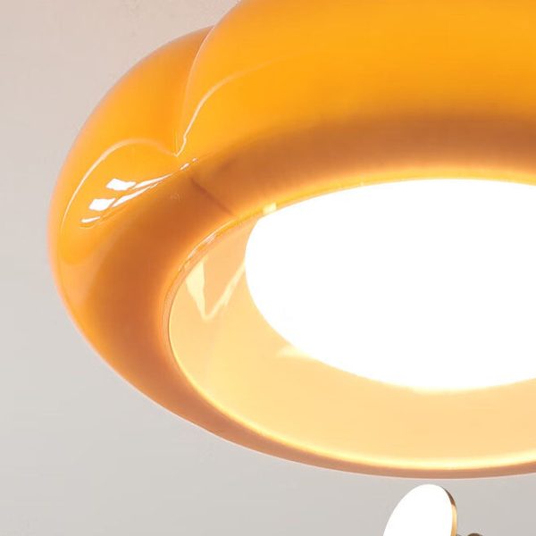 Modern Cream Oval Pumpkin Rubberwood Glass 1-Light Semi-Flush Mount Ceiling Light - Image 11