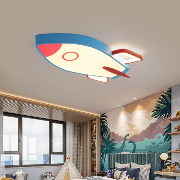 Cartoon Rocket-shaped Aluminum LED Flush Mount Ceiling Light - Image 2