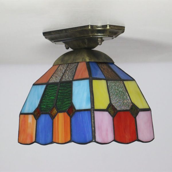 Tiffany Stained Glass Dome 1-Light Semi-Flush Mount Ceiling Light - Image 11