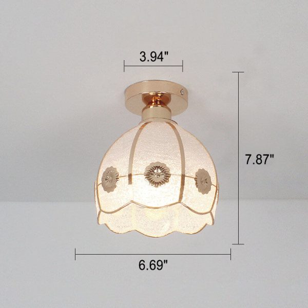 European Light Luxury Glass Gold 1-Light Semi-Flush Mount Ceiling Light - Image 10