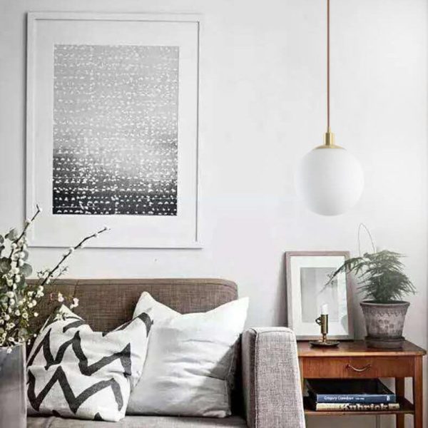 Nordic Minimalist White Orb 1-Light Pendant Light - Image 19