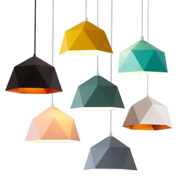 Modern Macaroon Iron Geometric Lozenge 1-Light Pendant Light - Image 30