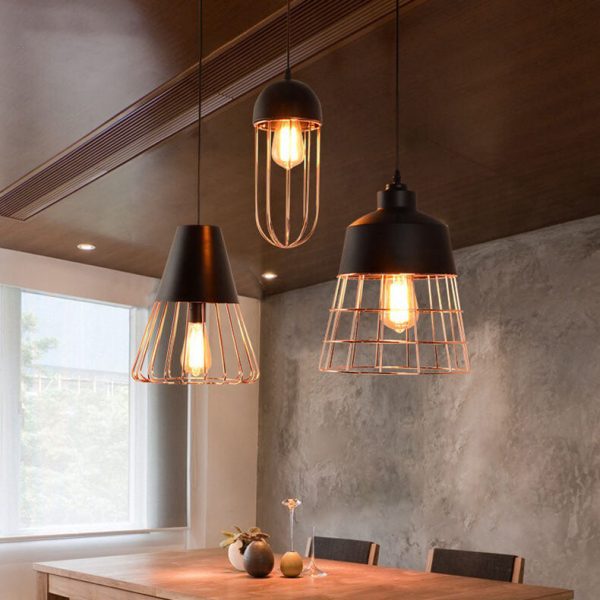 Nordic Creative Iron Cage Geometry 1-Light Pendant Light - Image 24