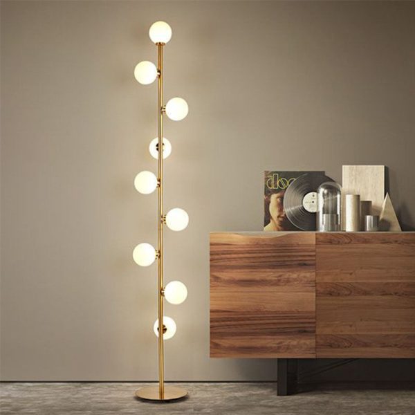 Contemporary Scandinavian Cylindrical Metal Glass 9-Light Standing Floor Lamp For Living Room - Image 3