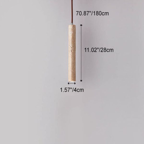 Japanese Wabi Sabi Yellow Travertine Cylinder 1-Light Pendant Light - Image 5