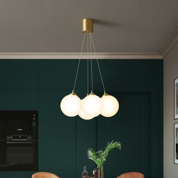 Nordic Light Luxury Glass Balloon Brass 4/5/7 Light Chandelier - Image 2