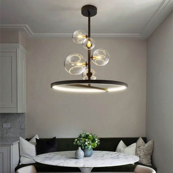 Nordic Modern Creative Round Bubble Ball Hardware Glass 5-Light Chandelier - Image 10