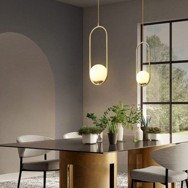 Modern Light Luxury Minimalist Oval Glass Orb 1/2-Light Pendant Light - Image 9