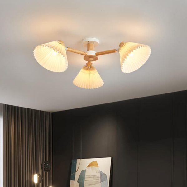 Nordic Wood Pleated Shade 3/6/8 Light Semi-Flush Mount Ceiling Light - Image 3