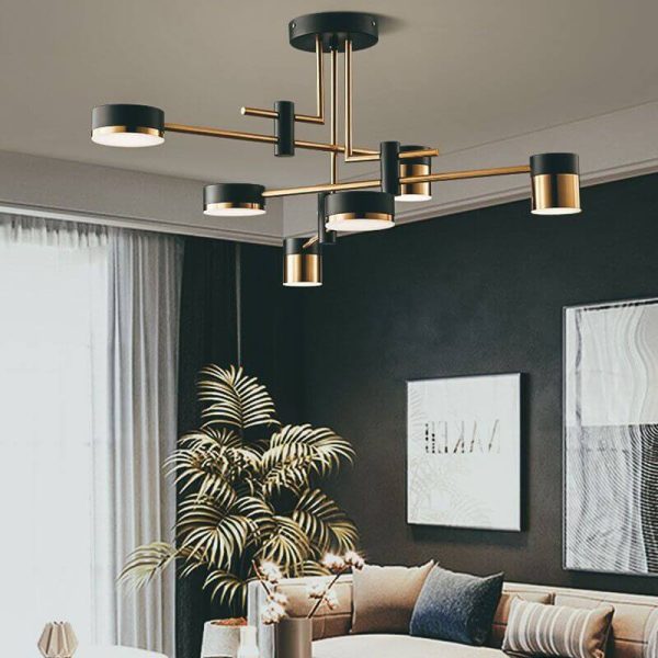 Modern Minimalist Black Gold Balanced 4-8 Light Semi-Flush Mount Light - Image 24