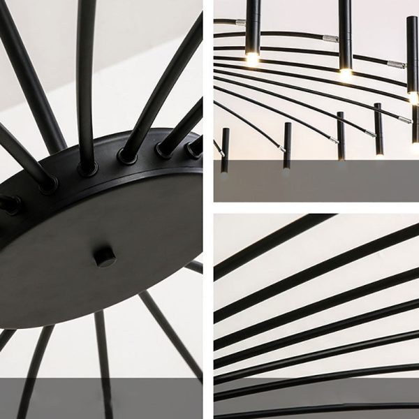 Contemporary Scandinavian Round Radioactive Iron Aluminum 12/24 Light Chandelier For Living Room - Image 9