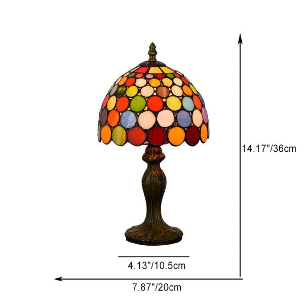 Traditional Tiffany Dome Aluminum Glass 1-Light Table Lamp For Living Room - Image 4