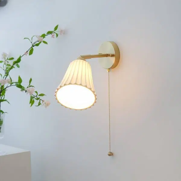 Modern Minimal Brass Ceramic 1-Light Wall Sconce Lamp - Image 4