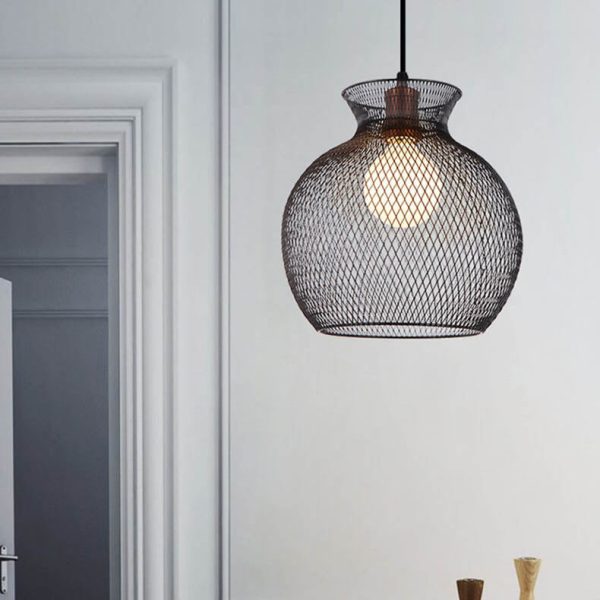 Industrial Creative Cylindrical Iron Mesh 1-Light Pendant Light - Image 15