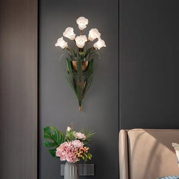 Modern Minimalist Glass Flower 6/10-Light Wall Sconce Lamp - Image 2