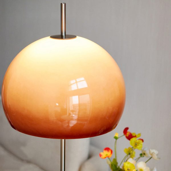 Contemporary Retro Mushroom Hardware Glass 2-Light Standing Floor Lamp For Living Room - Image 5