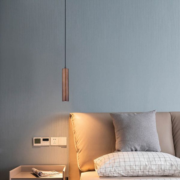 Modern Minimalist Wood Cylinder LED Pendant Light - Image 3