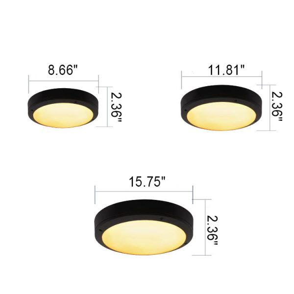 Outdoor Simple Round Octagon Aluminum Waterproof LED Flush Mount Ceiling Light - Image 6