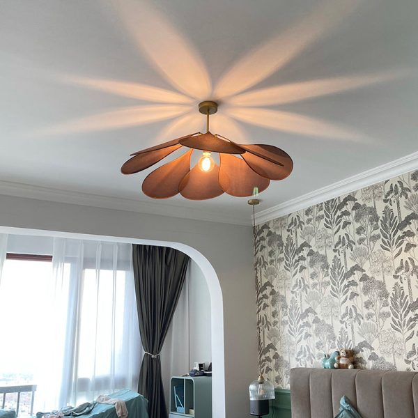 Contemporary Boho Petal Fabric Lampshade 1-Light Pendant Light For Living Room - Image 4