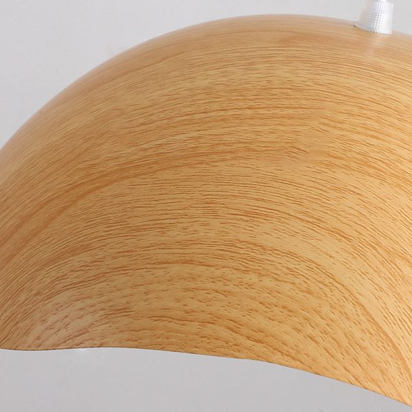 Contemporary Scandinavian Wood Grain Iron Dome Wave LED Pendant Light For Dining Room - Image 8