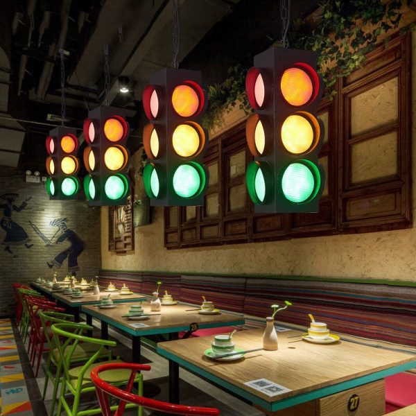 Retro Industrial Traffic Light Iron Glass LED Pendant Light - Image 25