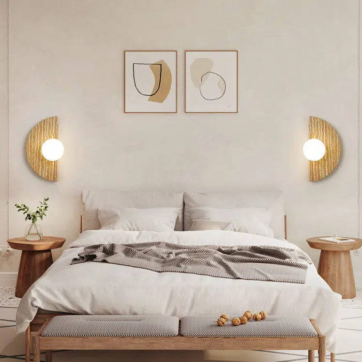 04-c5eebf6e-4101-4b67-a3f3-f9f4d7e315bf.jpg Japanese Wabi-sabi Semi-circular Stone Glass 1-Light Wall Sconce Lamp - Image 1