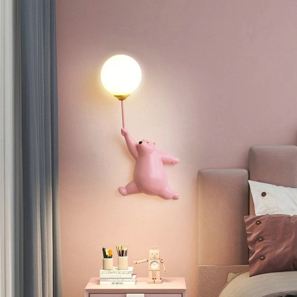 Modern Creative Bear Iron Glass 1-Light Wall Sconce Lamp - Image 6