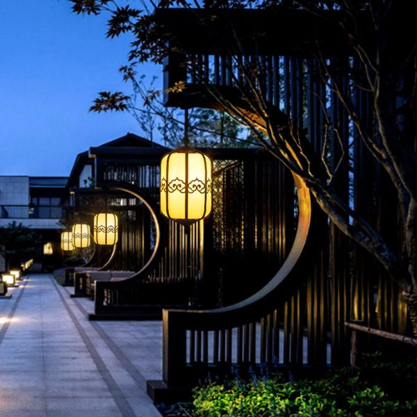 Modern Chinese Marble Lantern Outdoor Waterproof 1-Light Pendant Light - Image 19