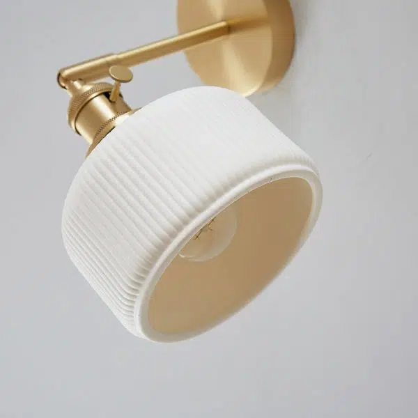 Modern Minimalist Striped Ceramic Jar 1-Light Wall Sconce Lamp - Image 7