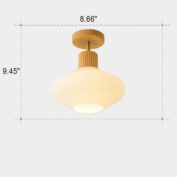 Nordic Log Striped Glass Oval 1-Light Semi-Flush Mount Ceiling Light - Image 7
