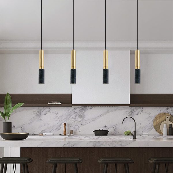 Nordic Minimalist Terrazzo Column Metal 1-Light Pendant Light - Image 3