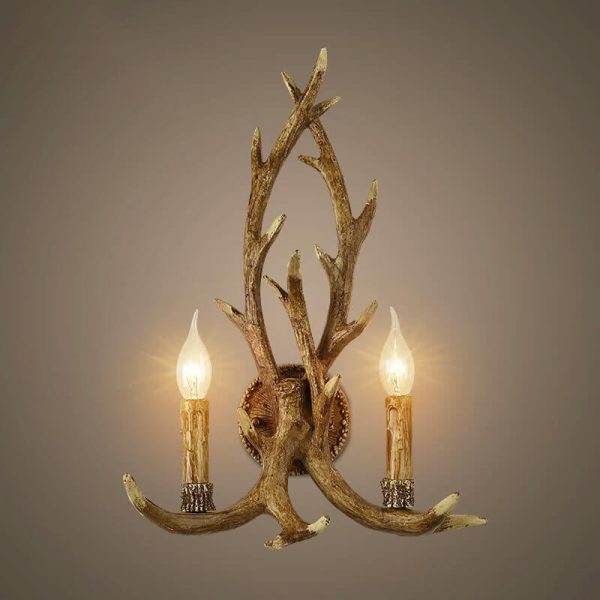 Industrial Resin Retro Antler 2-Light Creative Wall Sconce Lamp - Image 9