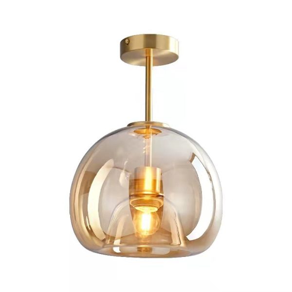 Nordic Light Luxury Round Glass Ball 1-Light Semi-Flush Mount Ceiling Light - Image 9