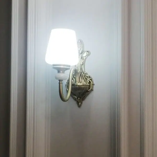 European Luxury Jade Glass Brass Cone Cup Shade 1/2 Light Wall Sconce Lamp - Image 12