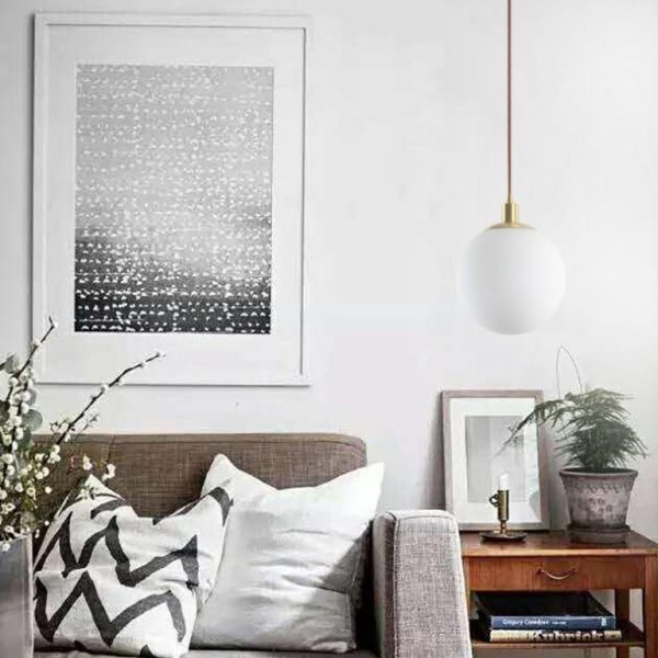 Nordic Minimalist Milky White Glass Ball 1-Light Pendant Light - Image 12