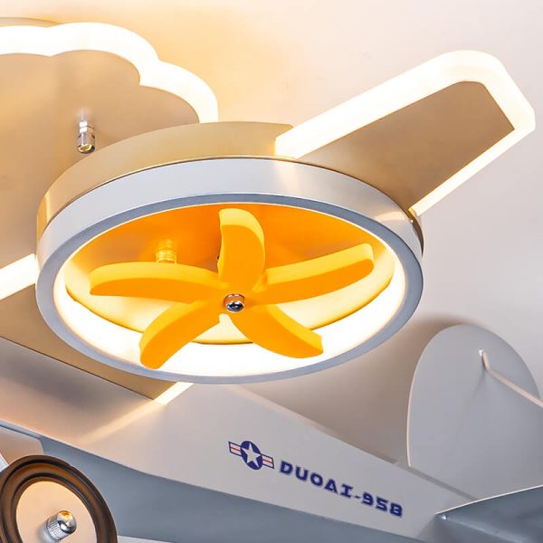 Creative Cartoon Airplane Iron Acrylic LED Kids Semi-Flush Mount Ceiling Light - Image 6