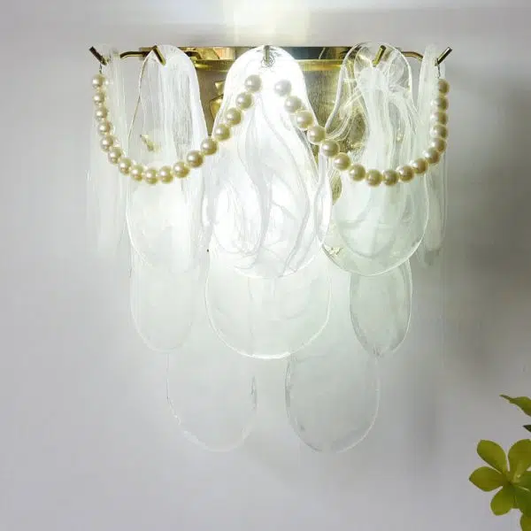 French Light Luxury Glass Shell Pearl 2-Light Wall Sconce Lamp - Image 12