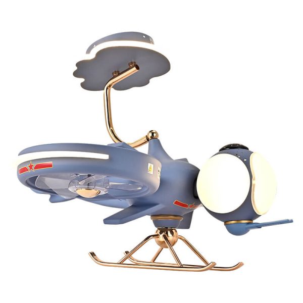 Modern Creative Resin Cartoon Airplane LED Flush Mount Ceiling Fan Light - Image 8