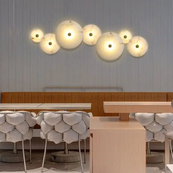 Modern Luxury Round Marble Iron LED Wall Sconce Lamp - Image 7