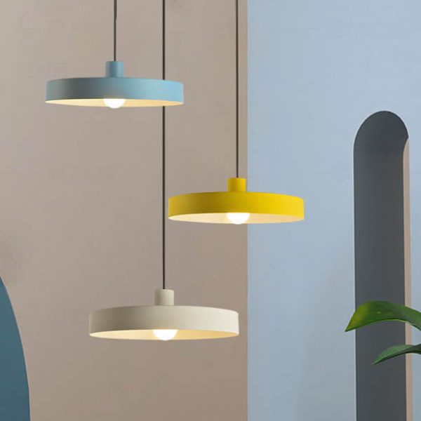 Modern Minimalist Aluminum Disc 1-Light Pendant Light For Living Room - Image 8