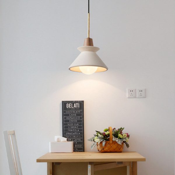 Nordic Minimalist White Cement 1-Light Tapered Pendant Light - Image 3