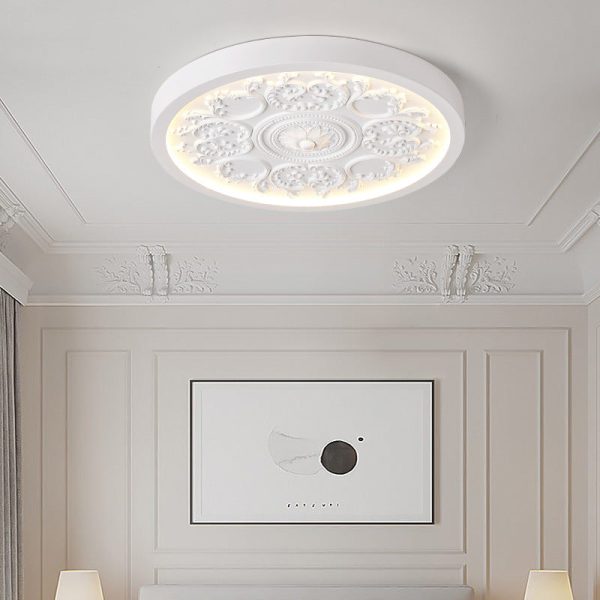 Modern Minimalist Carved Iron Resin Acrylic LED Flush Mount Ceiling Light For Bedroom - Image 10