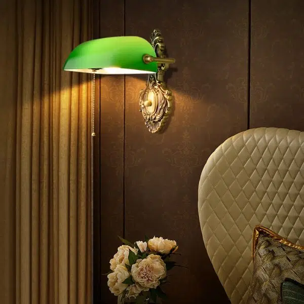 Retro Copper Green Glass Shade 1-Light Wall Sconce Lamp - Image 8