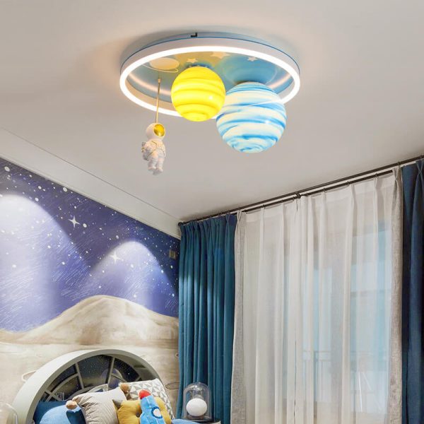 Astronaut Planet Round Kids Flush Mount Ceiling Light - Image 16