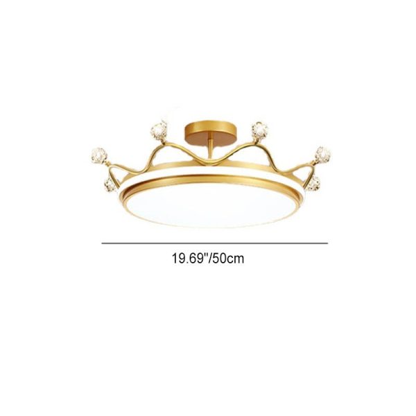 Contemporary Creative Kids Crown Iron Acrylic LED Semi-Flush Mount Ceiling Light For Bedroom - Image 6