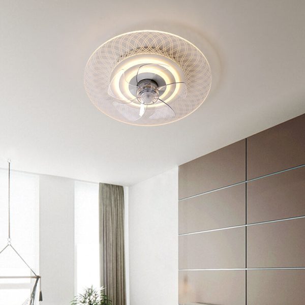 Modern Light Luxury Geometric Line Design LED Flush Mount Ceiling Fan Light - Image 21