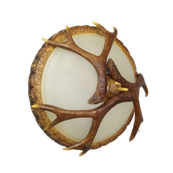Vintage Industrial Antler Resin Glass Round  2/3/5 Light Flush Mount Ceiling Light - Image 10